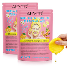80pcs Turmeric Kojic Acid Cleansing Pads for Facial Cleansing and Brighten