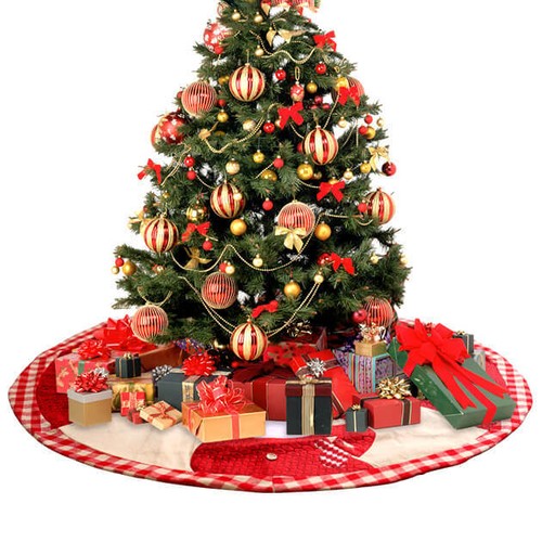 102cm Christmas Tree Base Skirt Felt Snowflakes Santa Joy Xmas Mat Cover Décor - Picture 2 of 3