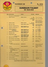SHELL LUBRICATION CHART SERVICING GUIDE SUNBEAM TALBOT 90. X654/1