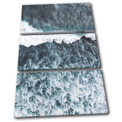 Ocean Sea Waves Blue Abstract TREBLE CANVAS WALL ART Picture Print