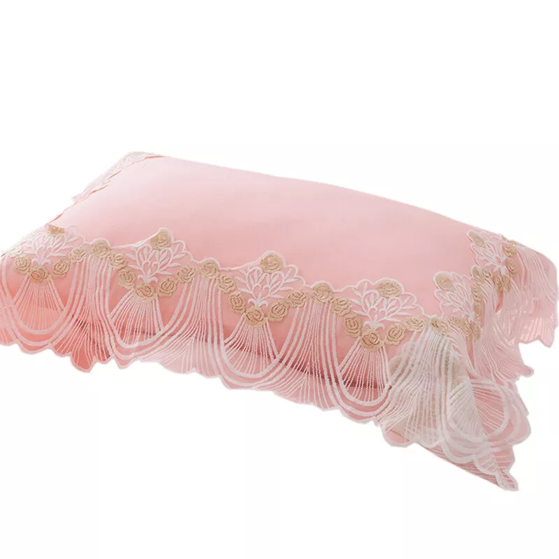 1X Lace Cotton Pillowcase Pillow Cover Living Room Bedding Embroidery Sweet Cute - Image 4 of 4