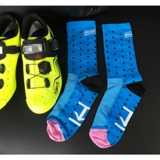 Pro Men Women Cycling Sports Ankle Socks Road Riding Bicycle Bike Socks Dot Blue