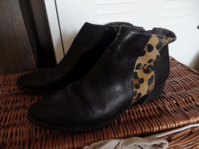 Tamaris Stiefelette chelsea boots Leder Echleder schwarz animal Fell  Gr. 38