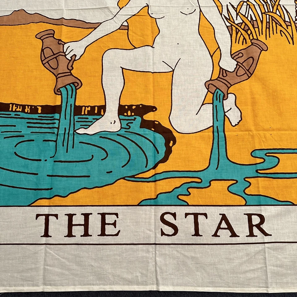 Nova tapeçaria bandeira de tarô laranja The Star 30 x 45 Jaipur Índia tear manual de algodão - Imagem 3 de 4