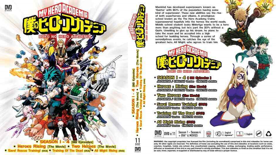 DVD Anime My Hero Academia Full Series Season 1+2+3+4 (1-88)+2 Movie  English Dub