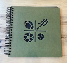 Green Sports Spiral Bound Photo Album Scrapbook - 15 Black pgs - 10x10