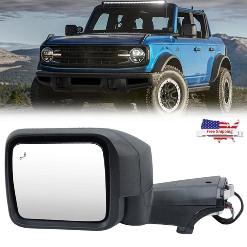 Left Side Mirror w/ 9Pin Blind Spot Temperature Sensor For Ford Bronco 2021-2025