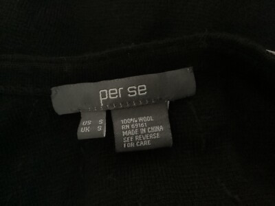 50sファブリック Per Se Button down grommet Black Wool Sweater Size S | eBay