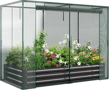 SUNYRISY Mesh Crop Cages with Raised Garden Bed for Garden Plant  74"x37.4"x 59"