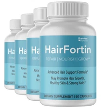 Hairfortin Hair Skin and Nails - Advanced Unique Hair Growth Vitamin - 4 Bottles
