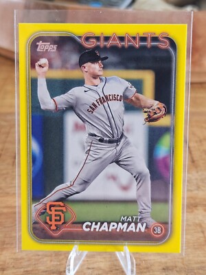 Matt Chapman 2024 Topps Series 2 #393 Retail Hanger Box Yellow Border Parallel