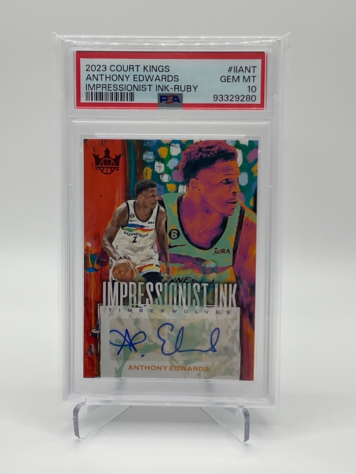 Anthony Edwards Autographed Signed 2023 Court Kings Impressionist Ink Ruby PSA 10 /49 