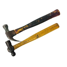 Vtg Craftsman 3818 16oz Curved Claw and Unbranded Ball Peen Hammer, Wood Handle