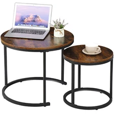 2x Modern Nesting Coffee Table Accent Side Coffee Tables with Sturdy Metal Frame