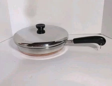 Revere Ware 10 Inch Copper Bottom Skillet Frying Pan With Lid VG+ CONDITION