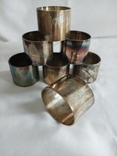 Set of 7 Vintage Silver Plate Napkin Holders Oval Shape