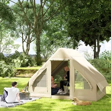 Outsunny Inflatable Camping Tent with Hand Pump, 4 Season for 4-6 People