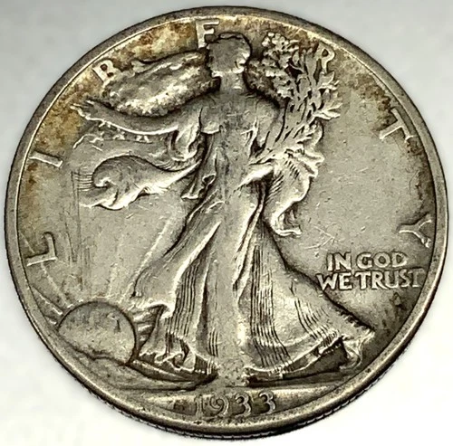 1933 S Walking Liberty Silver Half Dollar- VF Condition - FREE SHIPPING - 1998
