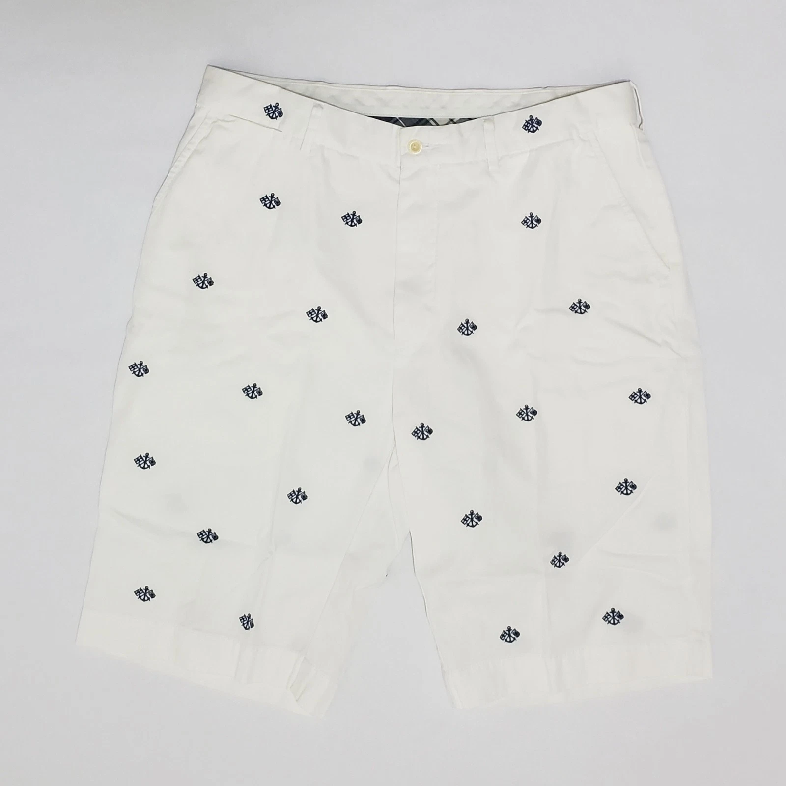 Polo Ralph Lauren White Dress Shorts Anchor Pattern Mens 35