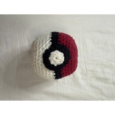 Handmade Crochet Poke Ball Plush Red White Black Amigurumi Stuffed Toy 3 Inch