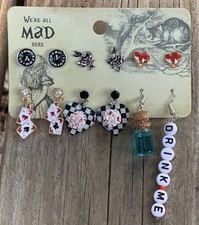 Lewis Carroll Alice In Wonderland 6-pack Earring Set New-on-card