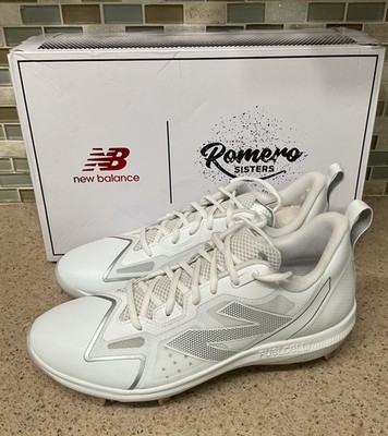 Womens New Balance Cleats Sz 13 White FuelCell Romero Duo Softball Metal New