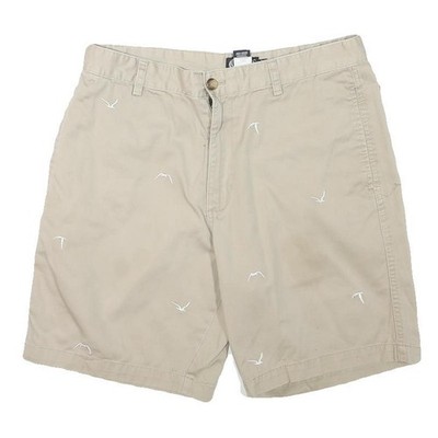 CHAPS Herren Shorts Beige Freizeit Bestickt Vögel L W32 Baumwollmischung