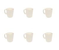 6Er Set Becher, Tasse Lastra Bianco Weiß D. 10Cm H. 11Cm Keramik Virginia Casa