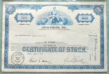 Historische Wertpapiere: Cryo-Therm Inc. - 100 Shares