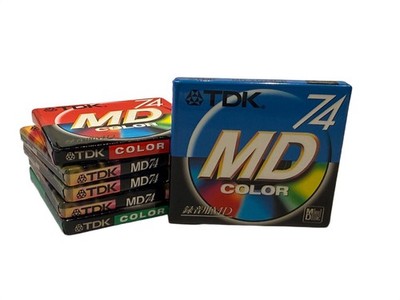 TDK MD-74 MiniDisc 74min Colored Recordable Discs (6 Discs)