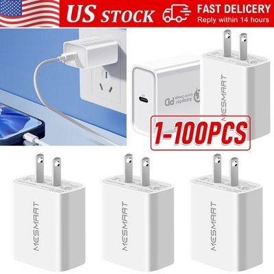 Wholesale 20W PD Power USB-C Wall Adapter Fast Charger For iPhone 17 16 15 Lot