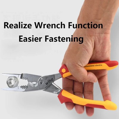 Wiha 45489 8-in-1 Electrician Pliers VDE 1000V Insulated Wire Stripper Crimper