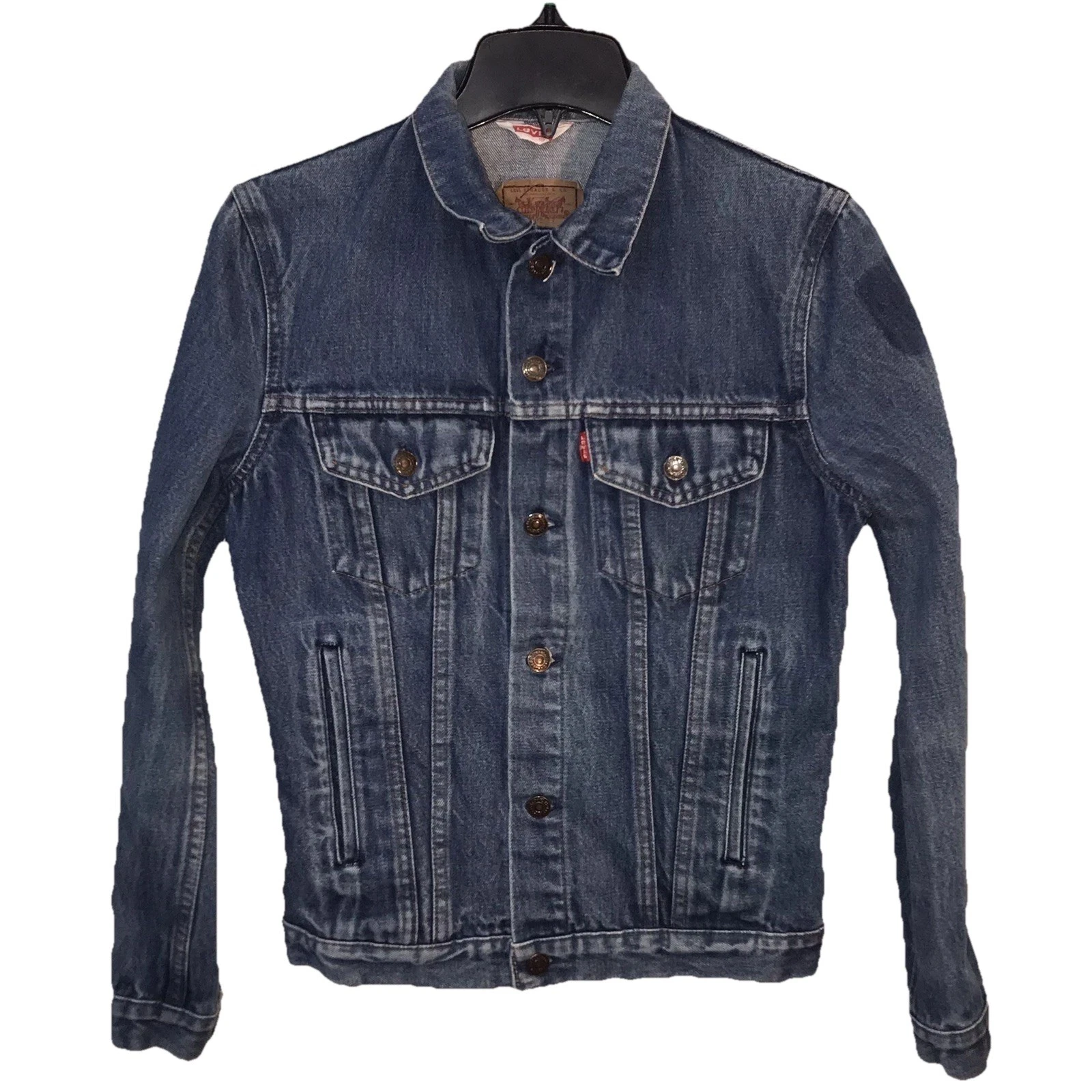 Vintage Levi's 70506 0212 Blue Denim Trucker Jacket Made in France Men's Size 36