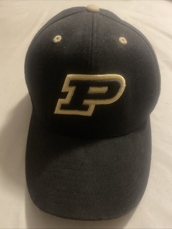 Nike 643 Purdue Boilermakers Hat Black Fitted Sized 7 3/8  Flex Fit Stretch Cap