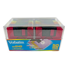 Verbatim DataLife Colors MF 2HD IBM Formatted Disks 50-Pack w/ Storage Case NEW