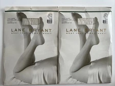 2 Pair Lane Bryant Silky Sheer Control Top Pantyhose In Off White Plus Size E