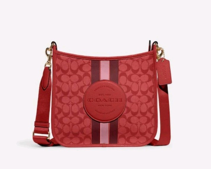 NWT.  Coach Dempsey File Bag in  signature jacquard with stripe and coach patch  thumbnail 5
