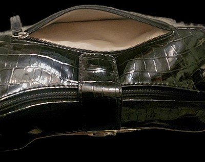 GUESS Vintage Y2K Black Crocodile Patent Faux Leather Studded