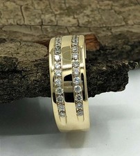 1Ct Round Cut White Moissanite Men's Wedding Ring 14K Yellow Gold Plated