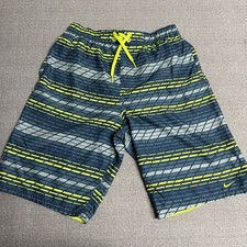 Nike Swim Shorts Trunks Men  s Medium Neon Green, Blue, Grey Striped Geometric