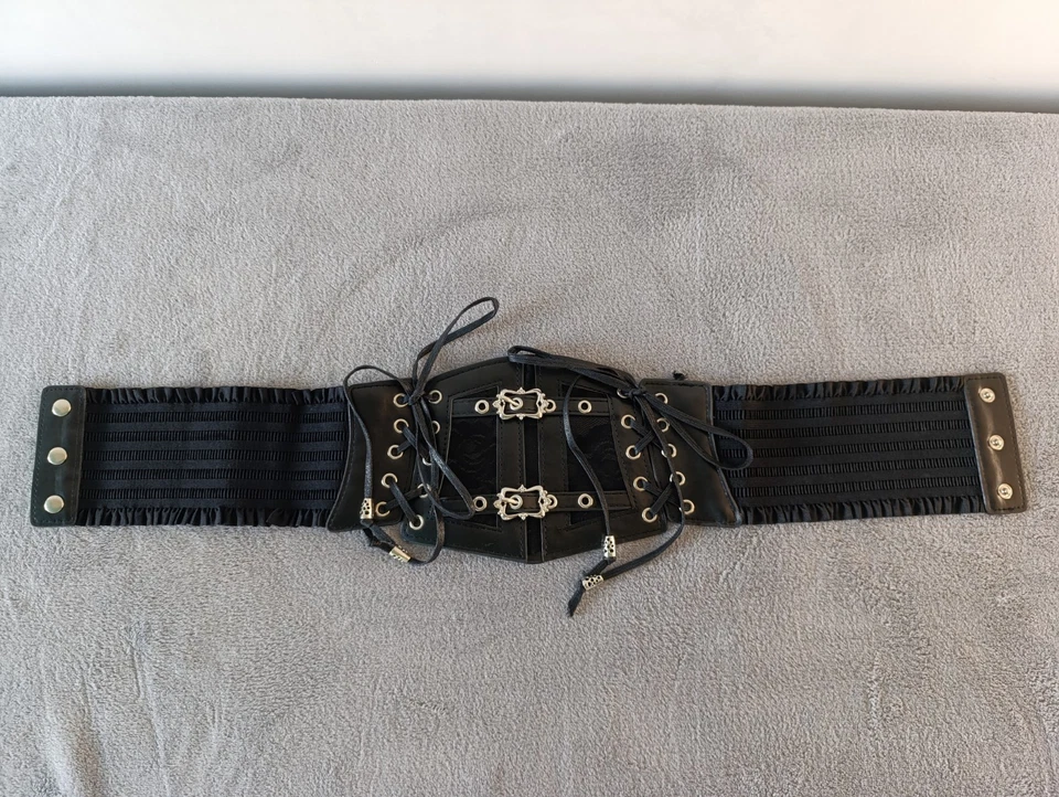 Damen Talliengürtel Schwarz Korsett Gürtel Corset Top Punk Gürtel Stretchgürtel - Bild 2 von 4