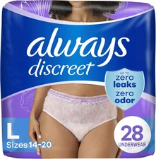Adult Incontinence Underwear for Women and Postpartum Underwear, Large, up to 10