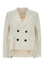 SACAI Ivory Denim and Twill Blazer Jacket New  Authentic