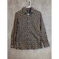 Hart Schaffner Marx Mens Floral Print Cotton Comfort Stretch Shirt Size S
