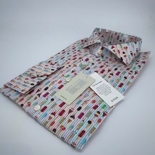Eton Dress Shirt Mens XL 17 - 43 Slim Fit Poplin Colorful Ice Cream Button Up