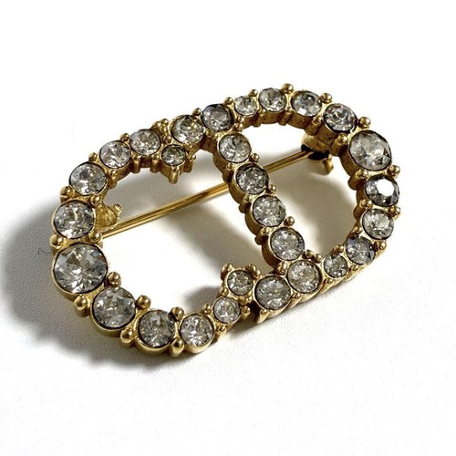 Dior Women's Clair D Lune Brooch Silver Metal Rhinestone Excellent Condition