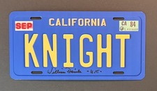 William Daniels signed KITT Knight Rider metal license plate B