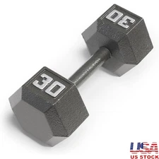 Hex Dumbbell 30lb Cast Iron Knurled Handle Strength Training No Roll Head New