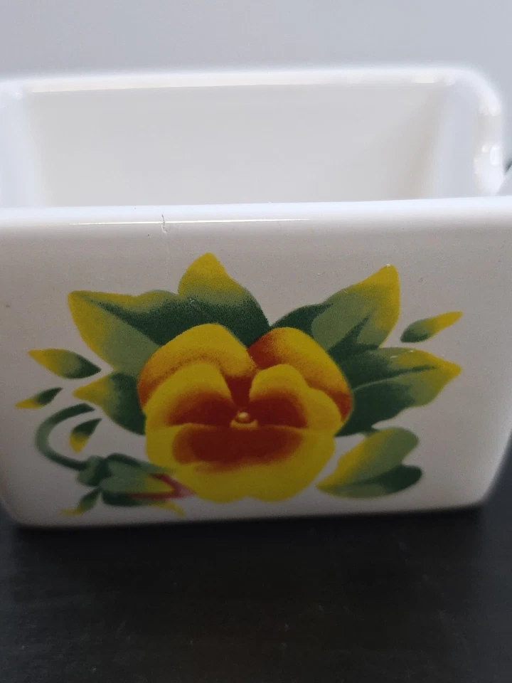 Corelle SUMMER BLUSH Sugar Packet Sweetener Holder Yellow Flower - Image 2 of 4