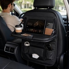 Black Faux Leather Car Back Seat Organizer Multi-pocket Storage Travel Tray Black Faux Leather Car Back Seat Organizer Multi-pocket Storage Travel Tray